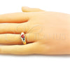 Anillo Multi Piedra 01.213.0053 Oro Laminado, Diseño de Corazón, con Granate Zirconia Cubica, Pulido, Tono Dorado (One size fits all)