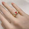 Anillo Multi Piedra 01.213.0053 Oro Laminado, Diseño de Corazón, con Granate Zirconia Cubica, Pulido, Tono Dorado (One size fits all)