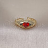 Anillo Multi Piedra 01.213.0053 Oro Laminado, Diseño de Corazón, con Granate Zirconia Cubica, Pulido, Tono Dorado (One size fits all)