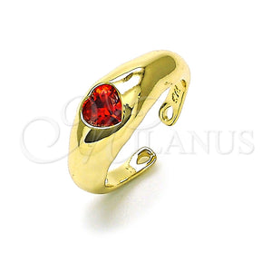 Anillo Multi Piedra 01.213.0053 Oro Laminado, Diseño de Corazón, con Granate Zirconia Cubica, Pulido, Tono Dorado (One size fits all)