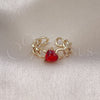Anillo Multi Piedra 01.213.0034.1 Oro Laminado, Diseño de Corazón y Cubana, con Granate Zirconia Cubica, Pulido, Tono Dorado (One size fits all)
