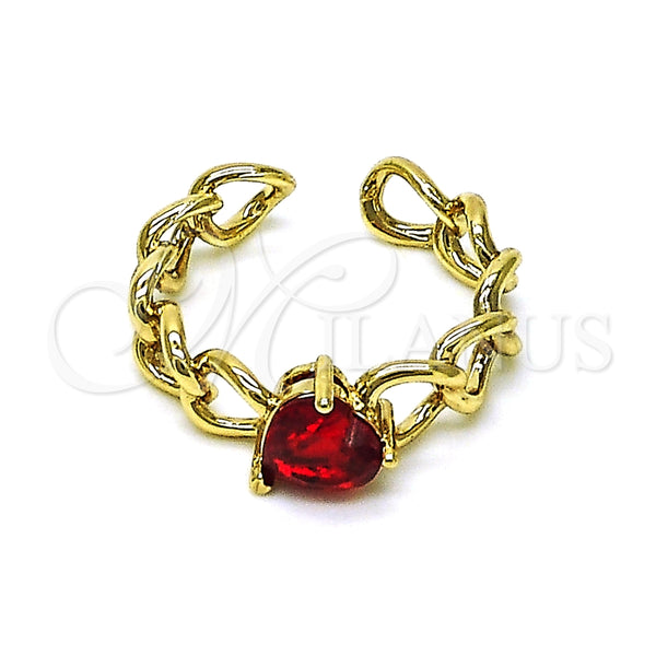 Anillo Multi Piedra 01.213.0034.1 Oro Laminado, Diseño de Corazón y Cubana, con Granate Zirconia Cubica, Pulido, Tono Dorado (One size fits all)