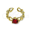 Anillo Multi Piedra 01.213.0034.1 Oro Laminado, Diseño de Corazón y Cubana, con Granate Zirconia Cubica, Pulido, Tono Dorado (One size fits all)