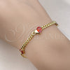 Pulsera Elegante 03.213.0248.08 Oro Laminado, Diseño de Corazón, con Granate Zirconia Cubica, Pulido, Tono Dorado (04 MM Thickness, 8 Inches Length)