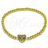 Pulsera Elegante 03.299.0109.07 Oro Laminado, Diseño de Bead Expandible y Osito, con Multicolor Micro Pave, Pulido, Tono Dorado (04 MM Thickness, 7 Inches Length)