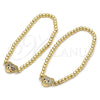 Pulsera Elegante 03.299.0109.07 Oro Laminado, Diseño de Bead Expandible y Osito, con Multicolor Micro Pave, Pulido, Tono Dorado (04 MM Thickness, 7 Inches Length)