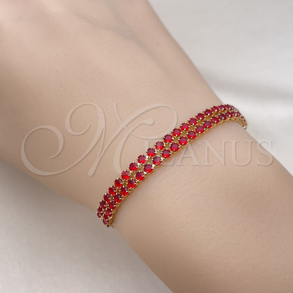 Pulsera Bolo Ajustable 03.213.0250.10 Oro Laminado, con Granate Zirconia Cubica, Pulido, Tono Dorado (05 MM Thickness, 10 Inches Length)