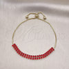 Pulsera Bolo Ajustable 03.213.0250.10 Oro Laminado, con Granate Zirconia Cubica, Pulido, Tono Dorado (05 MM Thickness, 10 Inches Length)