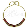 Pulsera Bolo Ajustable 03.213.0250.10 Oro Laminado, con Granate Zirconia Cubica, Pulido, Tono Dorado (05 MM Thickness, 10 Inches Length)
