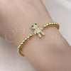 Pulsera Elegante 03.299.0110.07 Oro Laminado, Diseño de Bead Expandible y Osito, con Blanca and Negro Micro Pave, Pulido, Tono Dorado (04 MM Thickness, 7 Inches Length)