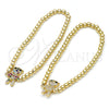 Pulsera Elegante 03.299.0110.07 Oro Laminado, Diseño de Bead Expandible y Osito, con Blanca and Negro Micro Pave, Pulido, Tono Dorado (04 MM Thickness, 7 Inches Length)