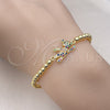 Pulsera Elegante 03.299.0111.07 Oro Laminado, Diseño de Bead Expandible y Osito, con Multicolor Micro Pave, Pulido, Tono Dorado (04 MM Thickness, 7 Inches Length)