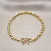 Pulsera Elegante 03.299.0111.07 Oro Laminado, Diseño de Bead Expandible y Osito, con Multicolor Micro Pave, Pulido, Tono Dorado (04 MM Thickness, 7 Inches Length)