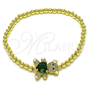 Pulsera Elegante 03.299.0112.07 Oro Laminado, Diseño de Bead Expandible y Osito, con Blanca and Negro Micro Pave, Pulido, Tono Dorado (04 MM Thickness, 7 Inches Length)