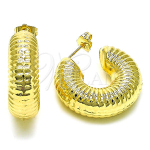 Argolla Mediana 02.163.0308.30 Oro Laminado, Diseño de Hueco, Diamantado, Tono Dorado