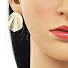 Arete Dormilona 02.385.0040 Oro Laminado, Diseño de Oja, Cepillado, Tono Dorado