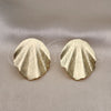Arete Dormilona 02.385.0040 Oro Laminado, Diseño de Oja, Cepillado, Tono Dorado