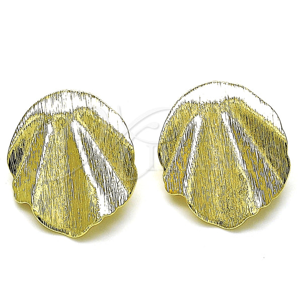 Arete Dormilona 02.385.0040 Oro Laminado, Diseño de Oja, Cepillado, Tono Dorado