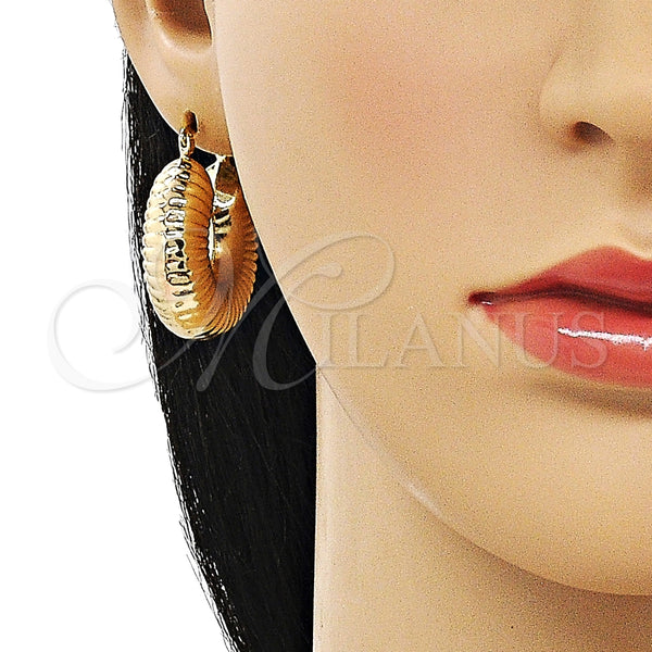 Argolla Pequeña 02.341.0132.30 Oro Laminado, Diseño de Hueco, Diamantado, Tono Dorado