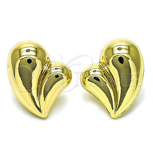 Arete Dormilona 02.163.0309 Oro Laminado, Diseño de Corazón y Hueco, Pulido, Tono Dorado