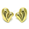 Arete Dormilona 02.163.0309 Oro Laminado, Diseño de Corazón y Hueco, Pulido, Tono Dorado
