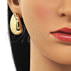 Arete Dormilona 02.385.0042 Oro Laminado, Diseño de Gota, Pulido, Tono Dorado