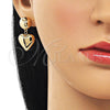 Arete Colgante 02.385.0046 Oro Laminado, Diseño de Corazón, Pulido, Tono Dorado