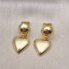 Arete Colgante 02.385.0046 Oro Laminado, Diseño de Corazón, Pulido, Tono Dorado