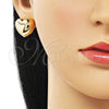 Arete Dormilona 02.385.0048 Oro Laminado, Diseño de Corazón, Pulido, Tono Dorado