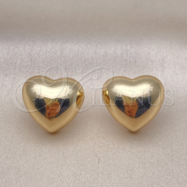 Arete Dormilona 02.385.0048 Oro Laminado, Diseño de Corazón, Pulido, Tono Dorado