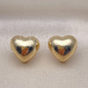 Arete Dormilona 02.385.0048 Oro Laminado, Diseño de Corazón, Pulido, Tono Dorado