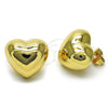 Arete Dormilona 02.385.0048 Oro Laminado, Diseño de Corazón, Pulido, Tono Dorado