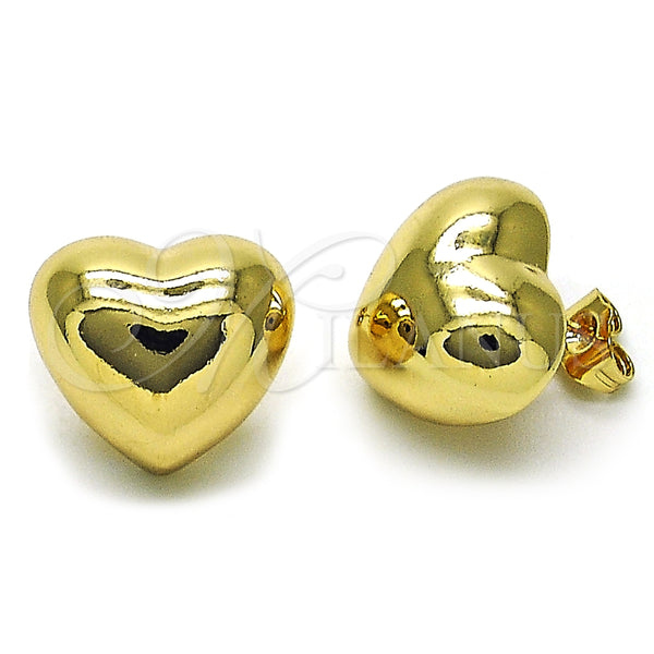 Arete Dormilona 02.385.0048 Oro Laminado, Diseño de Corazón, Pulido, Tono Dorado