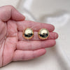 Arete Dormilona 02.385.0050 Oro Laminado, Diseño de Bola, Pulido, Tono Dorado