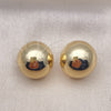 Arete Dormilona 02.385.0050 Oro Laminado, Diseño de Bola, Pulido, Tono Dorado