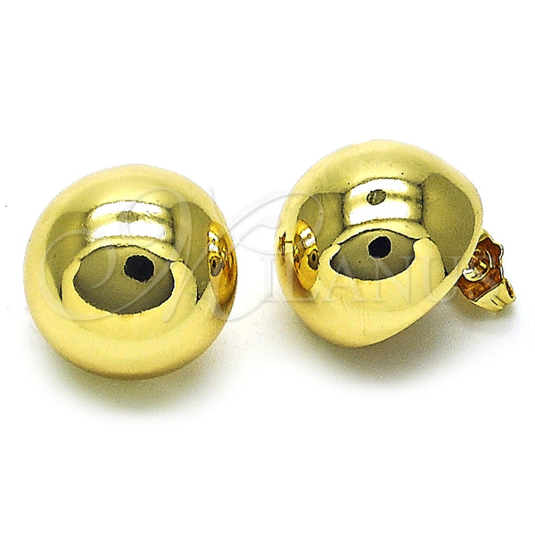 Arete Dormilona 02.385.0050 Oro Laminado, Diseño de Bola, Pulido, Tono Dorado