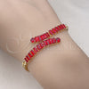 Pulsera Elegante 03.283.0077.1.07 Oro Laminado, Diseño de Miami Cubana y Baguette, con Granate Zirconia Cubica, Pulido, Tono Dorado (05 MM Thickness, 7 Inches Length)