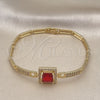 Pulsera Elegante 03.283.0361.08 Oro Laminado, con Granate Zirconia Cubica and Blanca Micro Pave, Pulido, Tono Dorado (04 MM Thickness, 8 Inches Length)