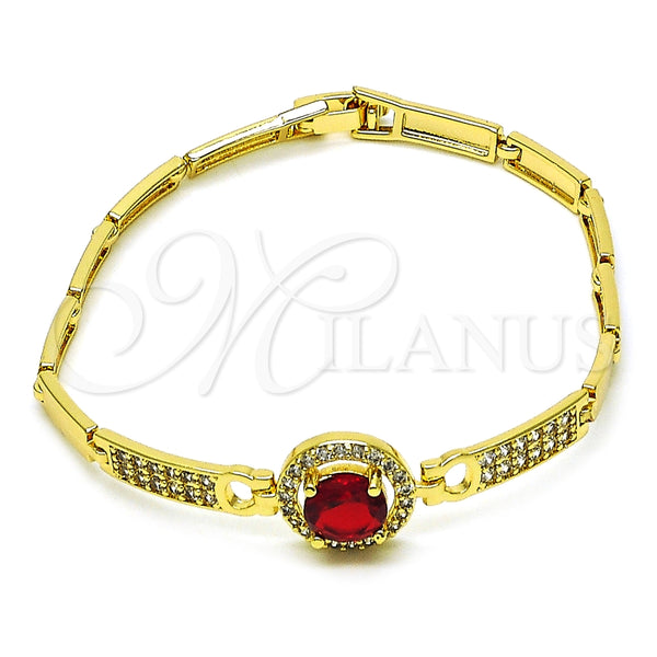 Pulsera Elegante 03.283.0362.08 Oro Laminado, con Granate Zirconia Cubica and Blanca Micro Pave, Pulido, Tono Dorado (04 MM Thickness, 8 Inches Length)