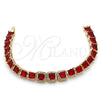 Pulsera Tennis 03.283.0366.07 Oro Laminado, con Granate Zirconia Cubica and Blanca Micro Pave, Pulido, Tono Dorado (08 MM Thickness, 7 Inches Length)