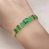 Pulsera Elegante 03.283.0305.2.07 Oro Laminado, Diseño de Baguette y Oja, con Verde Zirconia Cubica, Pulido, Tono Dorado (05 MM Thickness, 7 Inches Length)