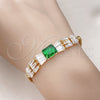 Pulsera Elegante 03.283.0305.3.07 Oro Laminado, Diseño de Baguette y Oja, con Verde and Blanca Zirconia Cubica, Pulido, Tono Dorado (05 MM Thickness, 7 Inches Length)
