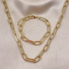 Collar y Pulsera 06.415.0003 Oro Laminado, Diseño de Torcido, Pulido, Tono Dorado