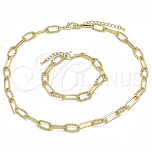 Collar y Pulsera 06.415.0003 Oro Laminado, Diseño de Torcido, Pulido, Tono Dorado