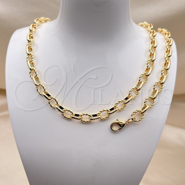 Collar y Pulsera 06.415.0004 Oro Laminado, Diseño de Torcido, Pulido, Tono Dorado