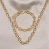 Collar y Pulsera 06.415.0004 Oro Laminado, Diseño de Torcido, Pulido, Tono Dorado