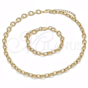 Collar y Pulsera 06.415.0004 Oro Laminado, Diseño de Torcido, Pulido, Tono Dorado