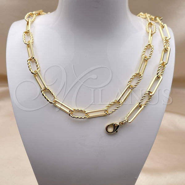 Collar y Pulsera 06.415.0005 Oro Laminado, Diseño de Torcido, Pulido, Tono Dorado