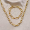 Collar y Pulsera 06.415.0005 Oro Laminado, Diseño de Torcido, Pulido, Tono Dorado