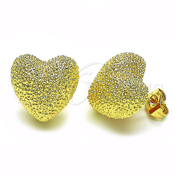 Arete Dormilona 02.195.0276 Oro Laminado, Diseño de Corazón, Mate, Tono Dorado
